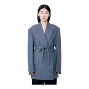 Wolblend Double-Breasted Blazer Dries Van Noten , Gray , Dames