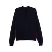 Middernachtblauwe kasjmier cardigan met web-streep detail Gucci , Blue...