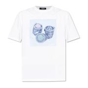 T-shirt met kleurrijke print Versace , White , Heren