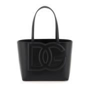 Maxi DG Logo Leren Tote Tas Dolce & Gabbana , Black , Dames