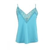 Lycra Kantdetail V-Hals Top Aniye By , Blue , Dames