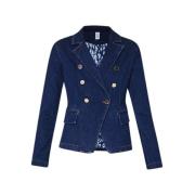 Dubbelrijige denim blazer met gouden knopen Liu Jo , Blue , Dames