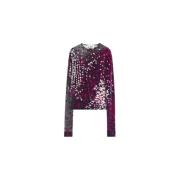 Impressionistische Jersey Top met Velvet Polka Dots Lanvin , Pink , Da...