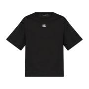 T-shirt met geborduurd logo Dolce & Gabbana , Black , Dames