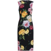 Bloemenprint Mouwloze Zwarte Jurk Dolce & Gabbana , Multicolor , Dames