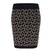 Monogram Korte Rok - Slim Fit Guess , Black , Dames