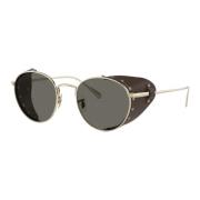 Ronde Zonnebril Zwarte Frame Oliver Peoples , Gray , Unisex