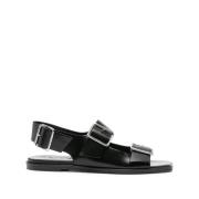 Zwarte platte sandalen voor vrouwen aeyde , Black , Dames