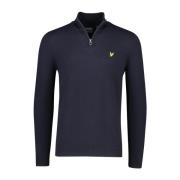 Navy Cotton Merino Zip Jumper Lyle & Scott , Blue , Heren