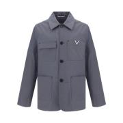 Katoenen Caban Jas met VLogo Detail Valentino , Gray , Heren