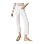 Viscose Flare Broek met Riem Twinset , White , Dames