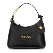 Zwarte Designer Handtas met Logo Hardware Versace , Black , Dames