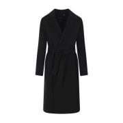 Zwarte wollen overjas met klassieke revers Max Mara , Black , Dames