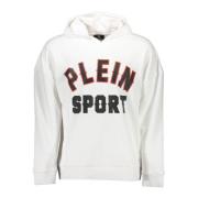 Hoodie Wit Lange Mouw Print Contrast Plein Sport , White , Heren