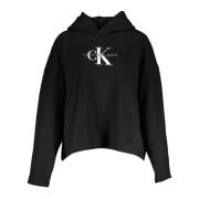 Zwarte hoodie met borduursel en print Calvin Klein , Black , Dames