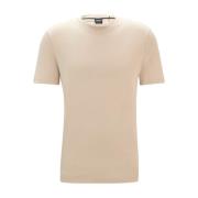 Casual Crew Neck Katoenen T-Shirt Boss , Beige , Heren