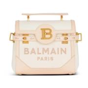 Casual Beige Tote Bag Leren Handtas Balmain , Beige , Dames