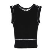 Zwarte Geribbelde Crew Neck Top MM6 Maison Margiela , Black , Dames