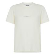 Wit Logo Katoenen T-shirt Vrouwen Msgm , White , Dames