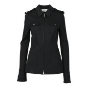 Wollen jas met elastaan Sportmax , Black , Dames