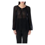 Zijden blouse met trekkoord Tom Ford , Black , Dames