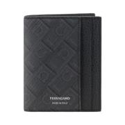 Iconische Monogram Leren Kaarthouder Bifold Salvatore Ferragamo , Gray...