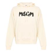 Witte Katoenen Hoodie Sweatshirt Msgm , White , Heren