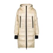 Lange gewatteerde jas met capuchon Moncler , Beige , Dames