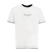 Contrast Katoenen T-shirt met Front Motif Eleventy , White , Heren