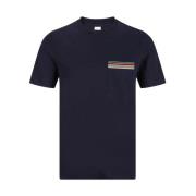 Geribbelde Crew Neck Katoenen T-shirt PS By Paul Smith , Blue , Heren