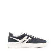 Blauwe Vetersneakers met Rubberen Zool Hogan , Black , Heren