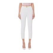 Ivoor Slim Fit Broek met Gouden Logo Detail Elisabetta Franchi , Beige...