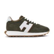 Bruine Suède Sneakers Veters Wit Hogan , Green , Heren