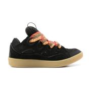 Zwarte Sneakers Paneelontwerp Vetersluiting Lanvin , Black , Heren