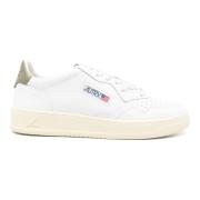 Witte leren sneaker met militair groen detail Autry , White , Heren