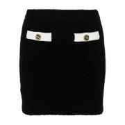 Gebreide Wol Alpaca Rok Zwart Self Portrait , Black , Dames