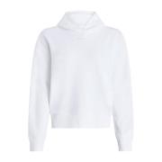 Relaxed Fit Hoodie met Geribde Manchetten Calvin Klein , White , Dames