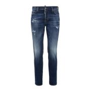 Donkerblauwe Skinny Katoenen Jeans Dsquared2 , Blue , Heren