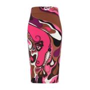 Orchidee Print Midi Rok Stretch Design Emilio Pucci , Multicolor , Dam...