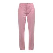 Denim katoenen broek met hartzak Moschino , Pink , Dames