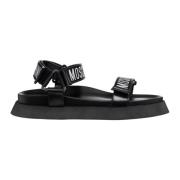 Klittenbandsluiting Sandalen Effen Kleur Moschino , Black , Heren