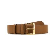 Bruin Leren Handtekening Gesp Riem Prada , Brown , Dames