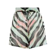 Zebra-Print Zijden Shorts met Koord Roberto Cavalli , Multicolor , Dam...