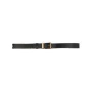 Zwart en Goud Grieks Motief Leren Riem Versace , Black , Dames