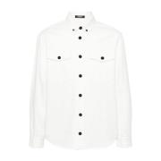 Denim Shirt Bianco Aw24 Versace , White , Heren