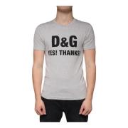 Grijze Logo Print Crewneck T-shirt Dolce & Gabbana , Gray , Heren