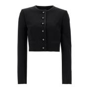 Zwarte wollen blazer met logoknopen Dolce & Gabbana , Black , Dames