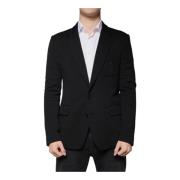 Zwarte Wol Slim Fit Blazer Dolce & Gabbana , Black , Heren