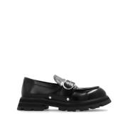 Zwarte leren loafers met zilveren gesp Alexander McQueen , Black , Her...