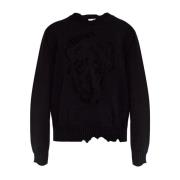 Skull Sweater Zwart Aw24 Alexander McQueen , Black , Heren